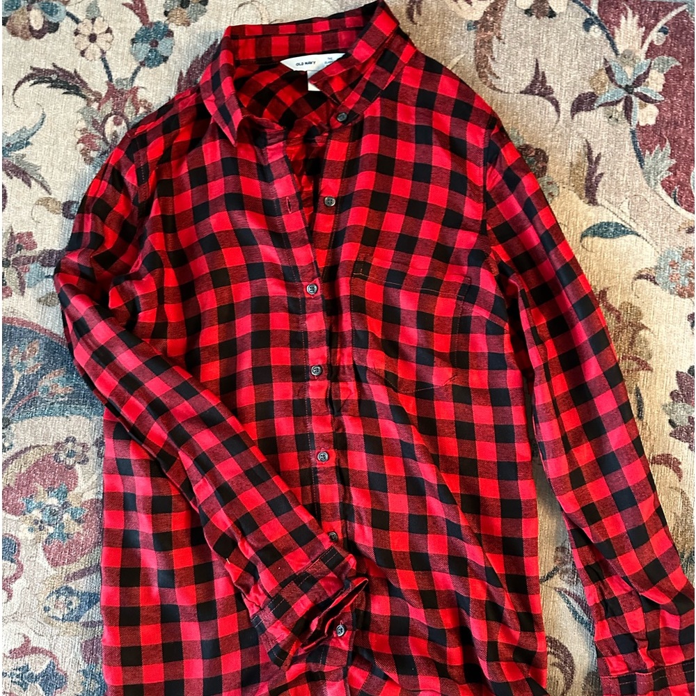 Old Navy Red and Black Plaid “The Classic Shirt”